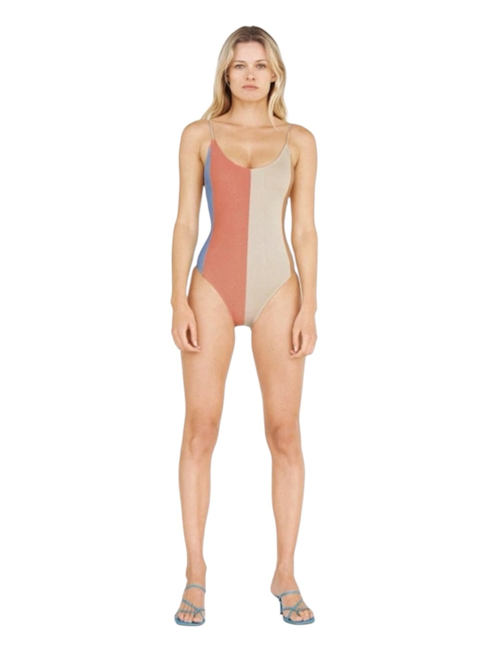 ZARA Multicolour Shimmer Scoop-Back One-Piece Swimsuit